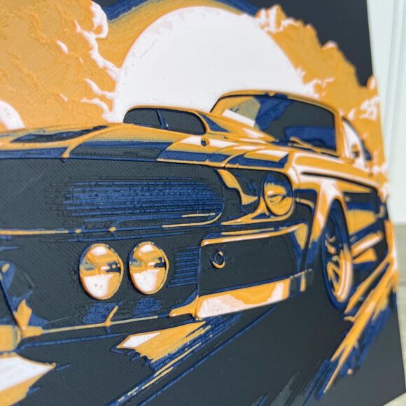 Mustang in the Morning Sunrise, Wall Art, Car Art, Textured Art - Picture 8 of 10